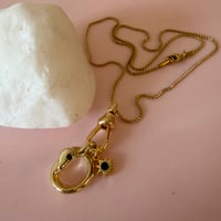 Image 2 of Fine Gold Chain with Swivel Clasp and Snake and Green Twinkle