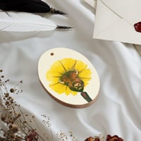 Image 7 of Untamable - Unique Holiday Wooden Ornament - Oval Wood Mini Wall Art - Wood Magnet - Buffalo 