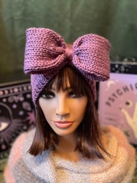 Image 2 of "Bow Down to Cozy" Purple Ear Warmer 