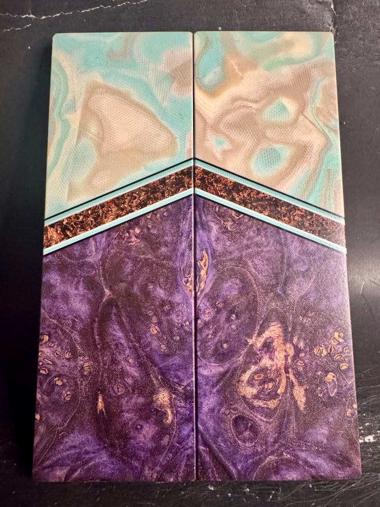 Image of Burl G10 & Maple Burl Segmented Knife Scales
