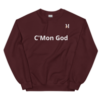 Image 3 of MamaFe White Font "C'Mon God" Long Sleeve Unisex Sweatshirt