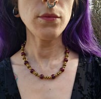 Image 2 of Aggie Maroon Jade and brass necklace 
