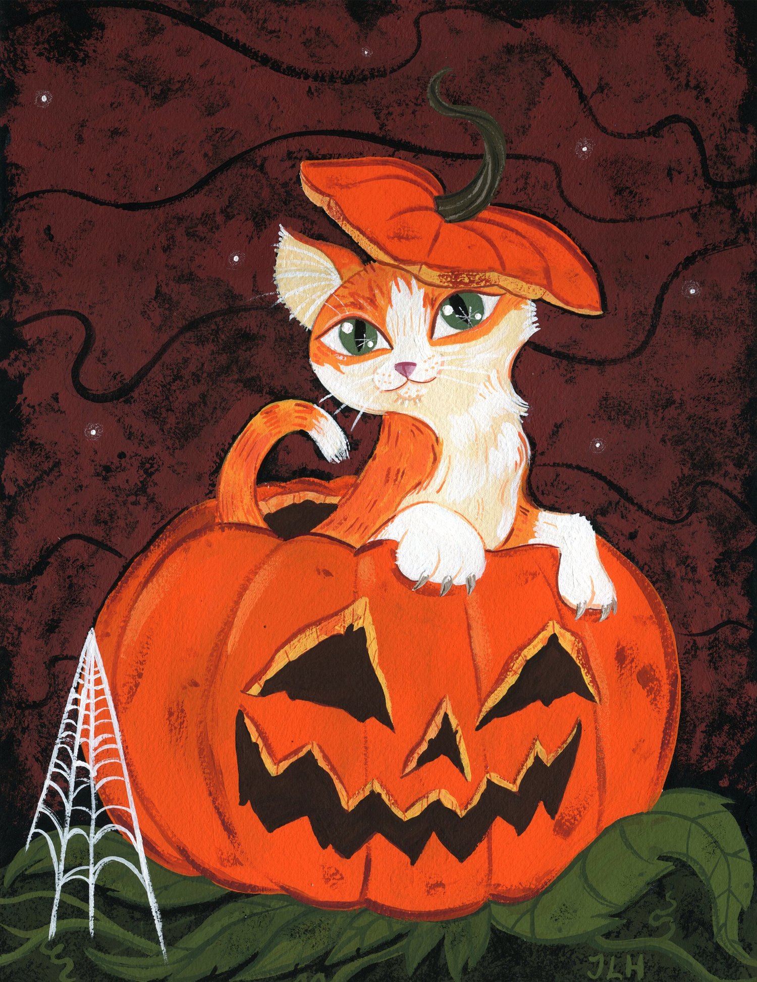 Pumpkin Cat Halloween Print
