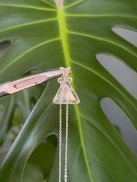 Image 5 of Silver Clear Quartz Triangle Crystal Necklace