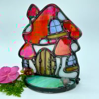 Image 3 of Iridescent Red Mushroom House Candle Holder