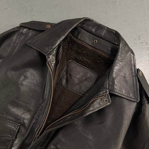 Image of Vintage American leather flying jacket, size large 