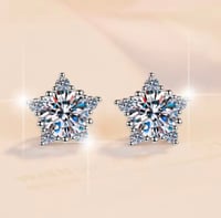 Image 1 of CT Moissanite Star Sterling Silver Stud Earrings