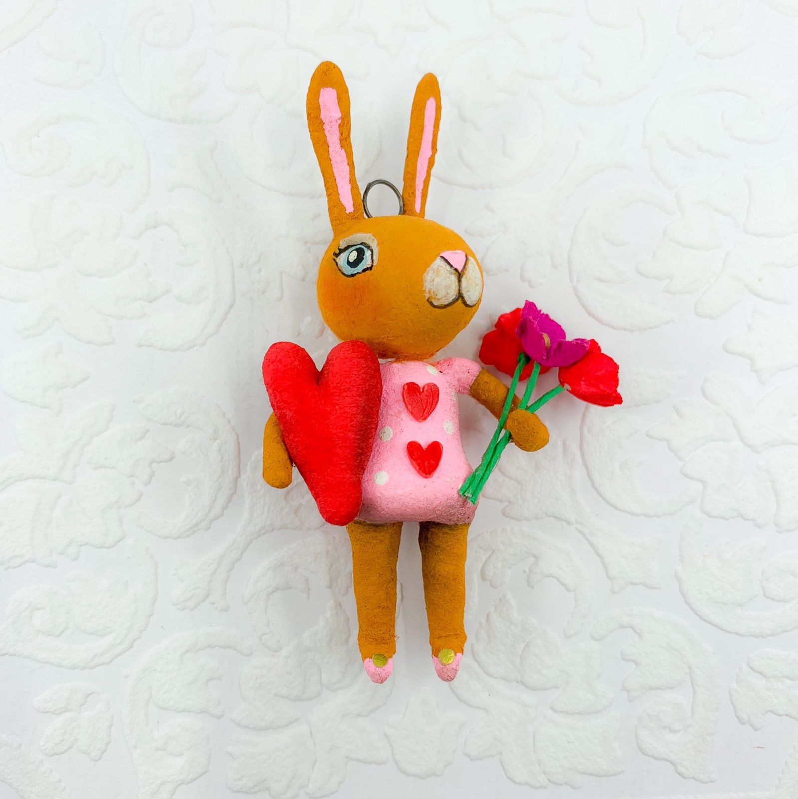 Sweetheart Bunny with Red Heart and Vintage Florals | Spun Cotton