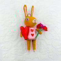 Image 1 of Sweetheart Bunny with Red Heart and Vintage Florals