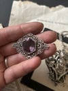 Broche en filigrane d'argent et imitation d'amethyste en verre, Fin XIXeme siecle