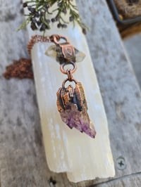 Image 6 of Electroformed Herkimer Diamond and Elestial Amethyst necklace