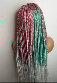 Image 5 of 36" Full Lace Braided Wigs Synthetic Hair Box Braids Lace Front Wigs Knotless Braided Wigs 