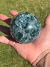 Image 7 of Green Fluorite Sphere With Rainbows #2179