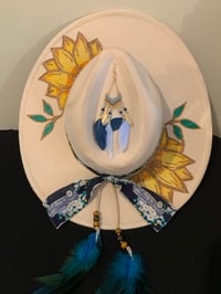 Image 2 of "Eres Mi Hija Amada" Hand-Burned and Painted Wide Brim Felt Fedora Hat