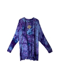 Image 2 of 2X PLUS Jersey Knit Open Cardigan in Purple Haze Watercolor