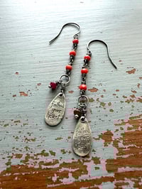 Image 1 of Italian coral and ruby follow your heart earrings