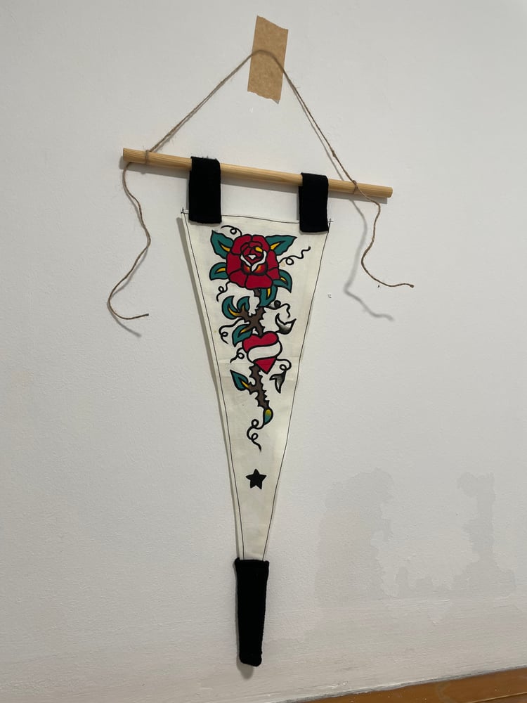 Image of Handmade rose and heart flag