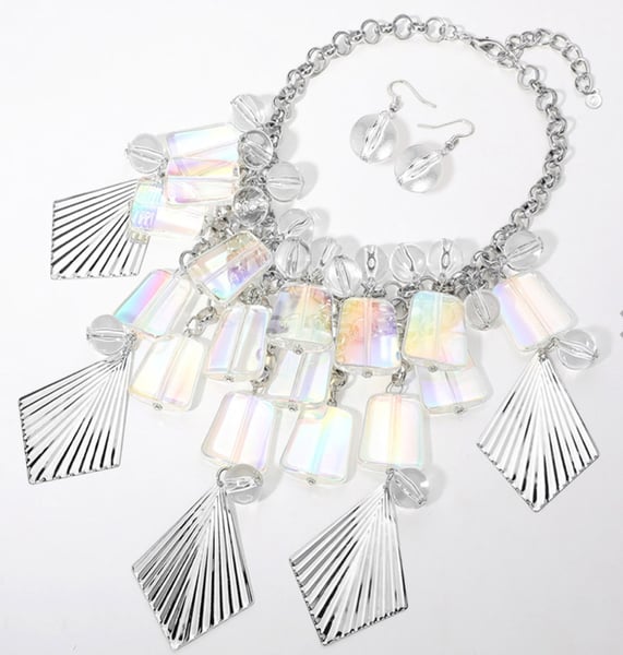 Image of  Iridescent Bling Necklace (Silver)