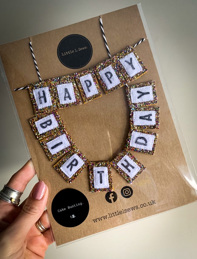 Glitter Birthday Cake Bunting and Cake Flags