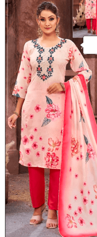 Image 1 of KSV81111-Soft Maslin Flower Print Kurtha Set