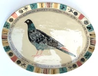 Image 7 of Winkie pigeon large oval earthenware hand built and hand decorated plate