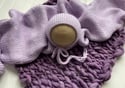Plum & Lilac Newborn Bonnet, Wrap & Layer Photography Prop Set