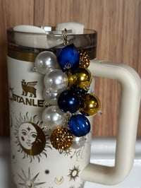 Image 1 of Navy, Cream & Gold Tumbler Straw Bauble 