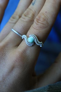 Image 1 of Sterling Silver Green Turquoise Size 6.75 / 7 Ring