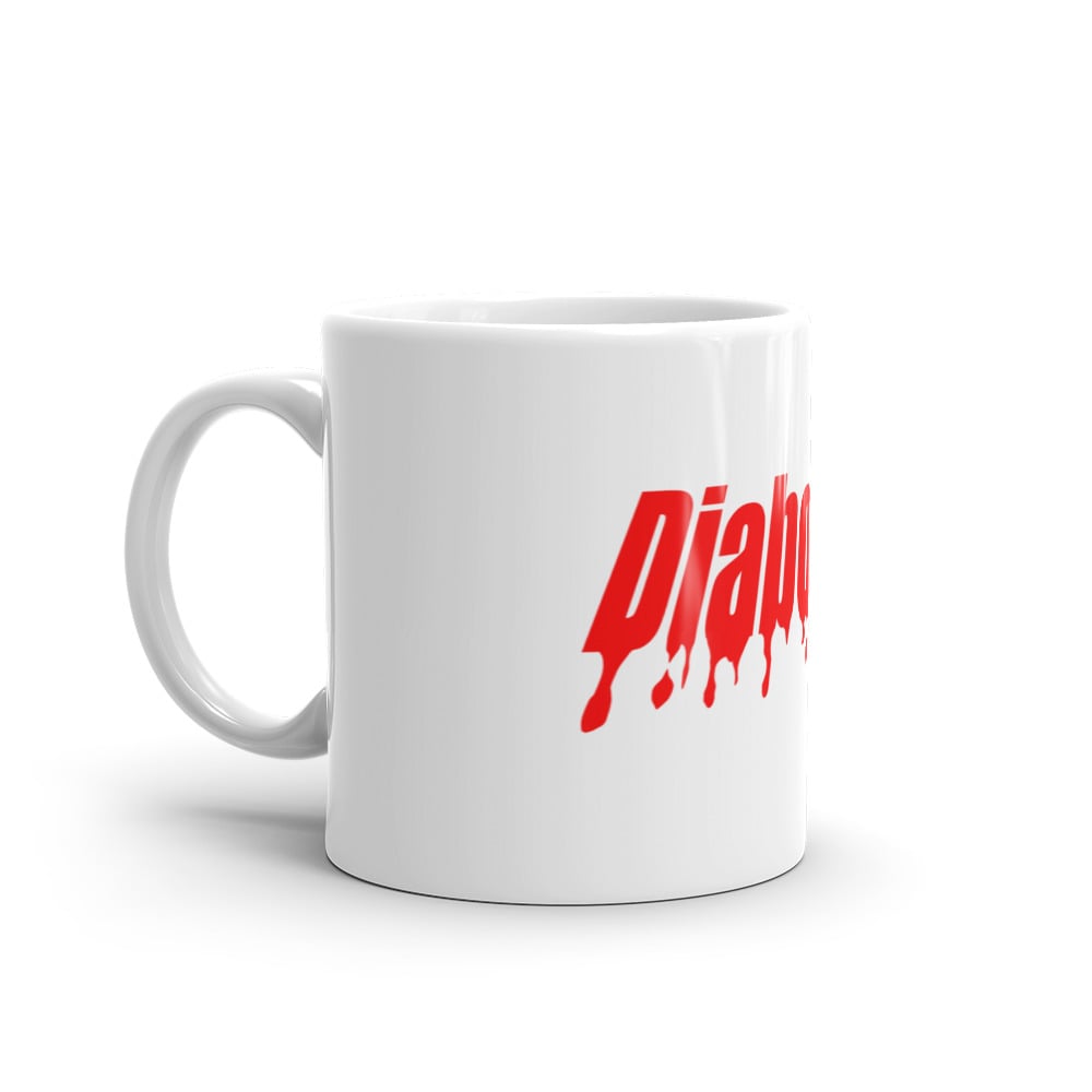 Diabolical drip text logo mug 