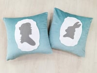 Image 3 of Handmade Alice In Wonderland Cameo Dusty Pink Decorative Pillow Case Cushion. Fairytale Room Decor