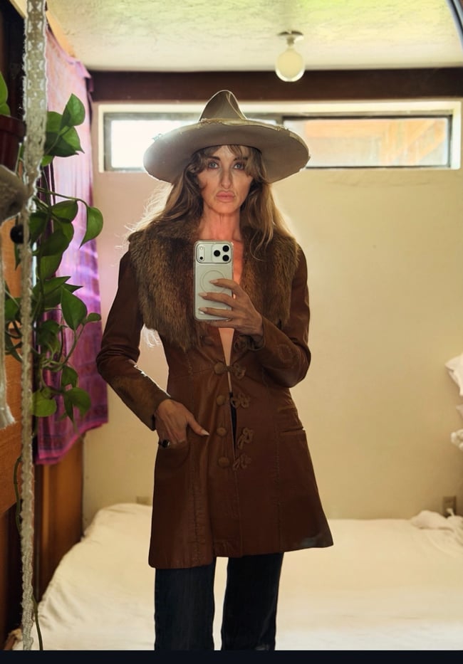 late 1960s Burray Olson handcrafted leather suede and fur whipstitched jacket