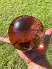 Image 7 of Large Smoky Quartz Sphere With Golden Rutile And Rainbows #1769
