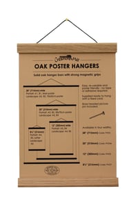 12’’ Solid Oak Poster Hanger Fits Portrait A4