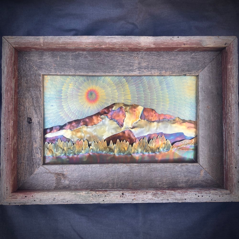 Flame Painted Copper Mount Rainier