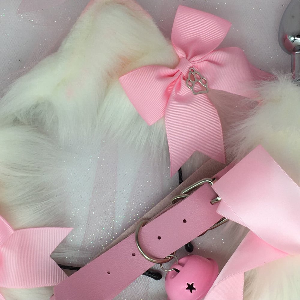 Bell collar Kitten petplay set 🐈‍⬛🐾 pink / white 