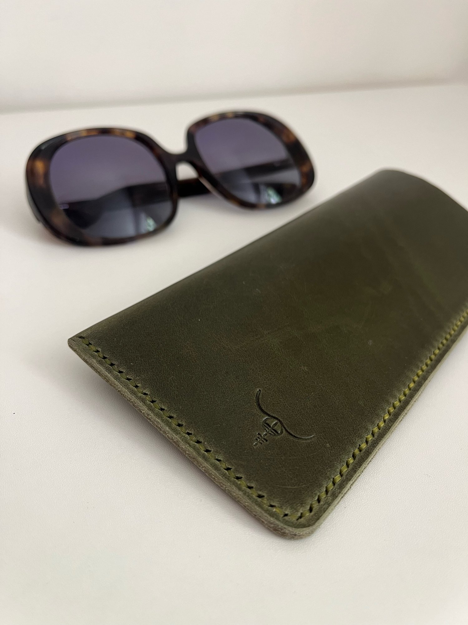 Image of Olive Vachetta Sunglasses Case (olive)