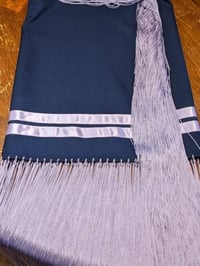 Image 2 of Native Dance Shawl with Ribbon  Navy/Lavender 