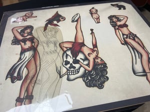 Image of Original 1950’s “Painless Nell” Bowen “Dancer Pinup” Acetate Stencil with 11x14 print.