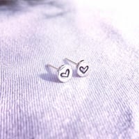 Image 1 of Handmade Sterling Silver Love Heart Stud Earrings 