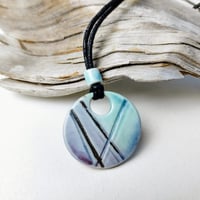 Shibui donut pendant soft purple turquoise blue