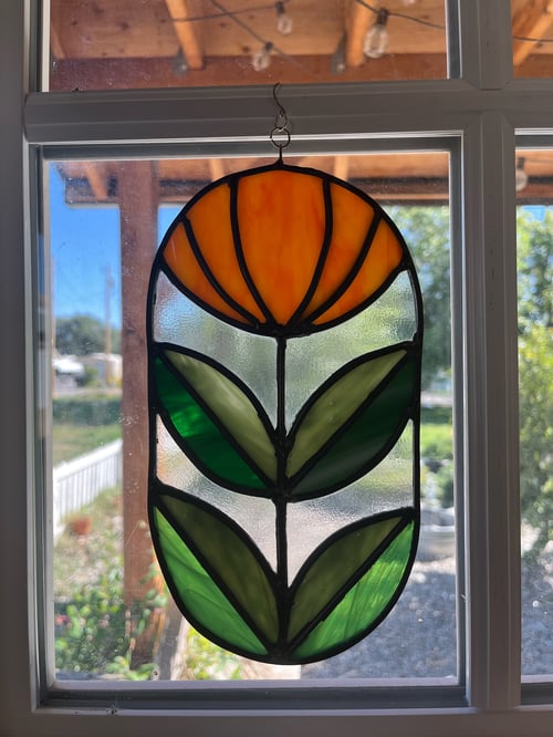 Image of Vintage Flower mini panel-stained glass