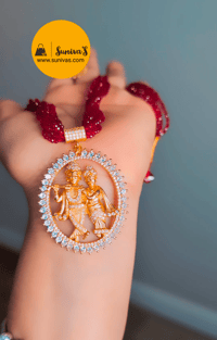 Image 4 of Radha-Krishna Short Hydropotey Necklace Set in Green