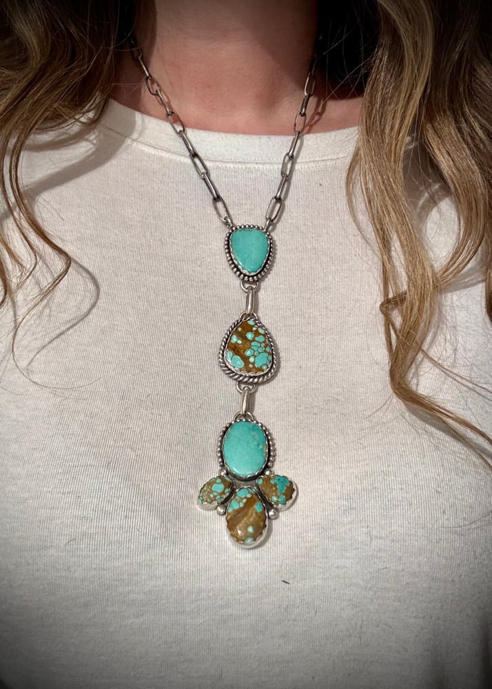 Image of Mine #8 Turquoise Lariat Necklace 🩵🤎