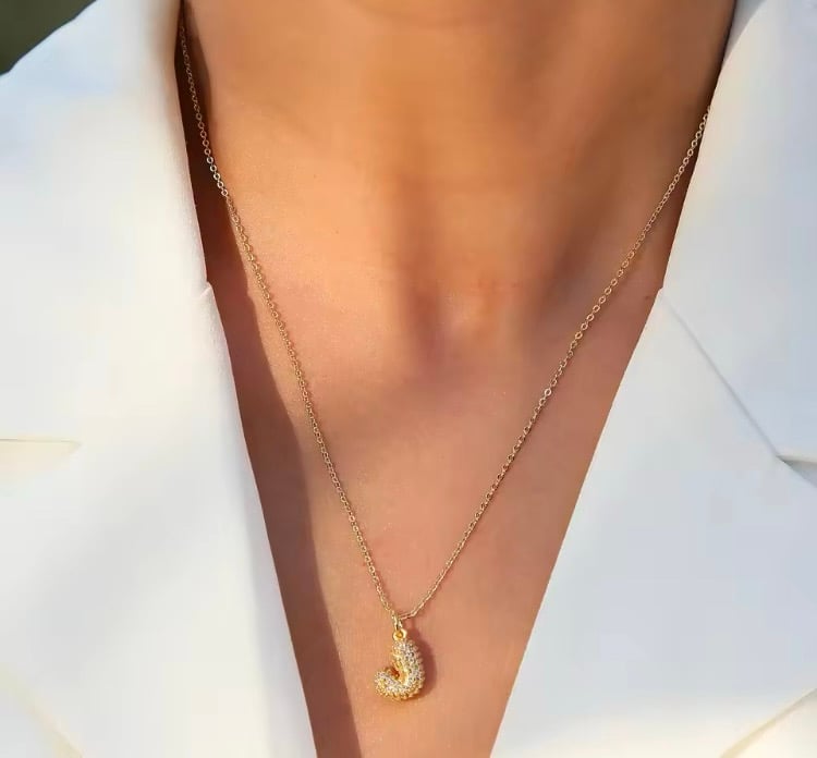 Image of Mini bubble initial pendant necklace