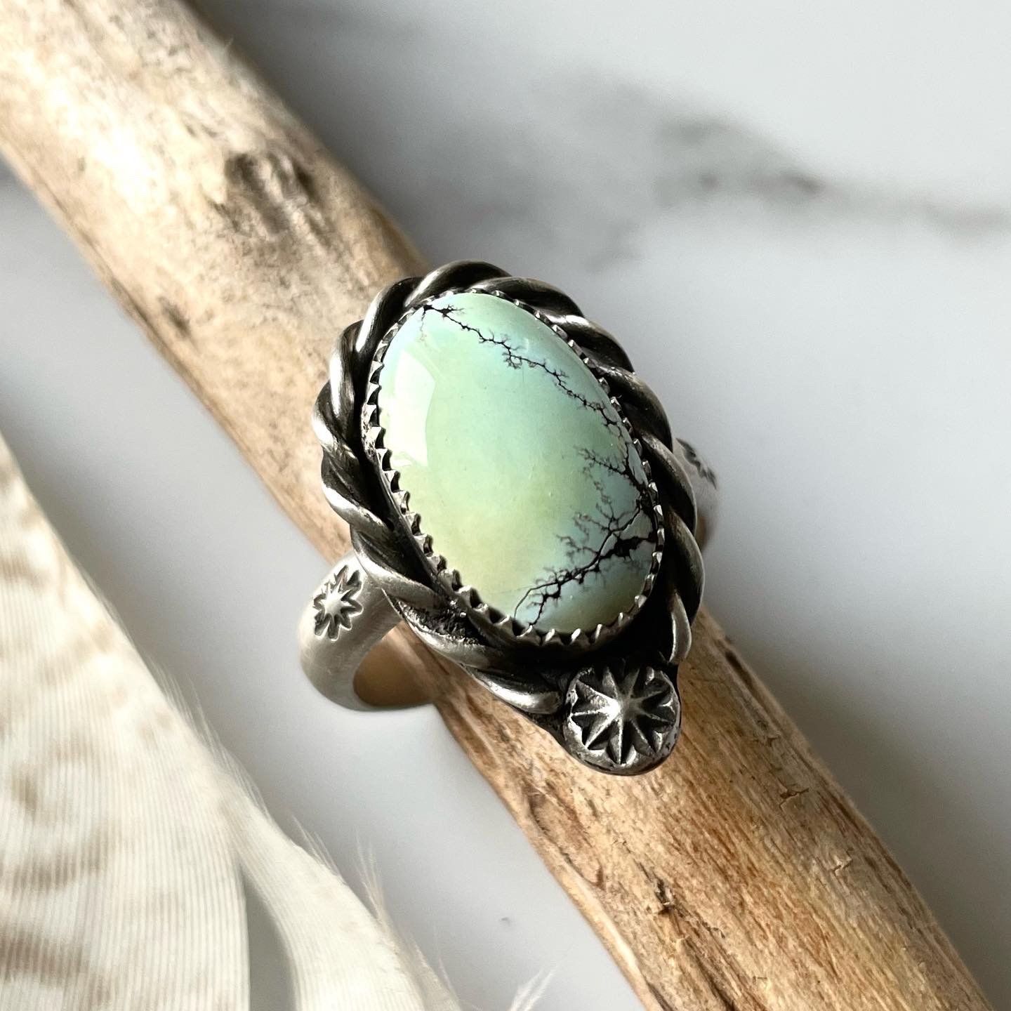 Image of Handmade Giraffe Turquoise Sterling Silver Ring 925