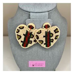 Image of Beaded Leopard Earrings 