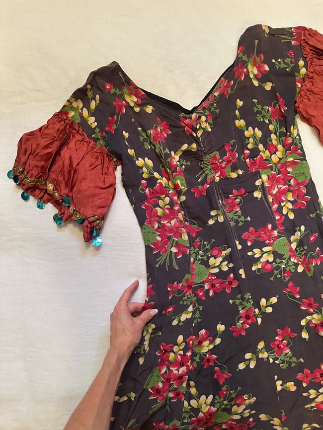 1930s taffeta FLAMENCO gown