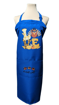 Image 1 of Turkey Love Fall Apron (blue)