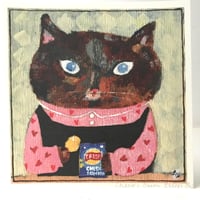 Image 1 of Print -cat with cheese and onion crisps