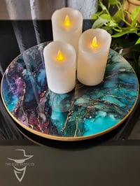 Image 1 of 15" Epoxy Resin Art Lazy Susan Turntable 'The Hierophant'